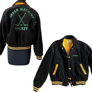 Vintage 90s Corduroy Varsity Jacket Youth XL Green Machine Hockey USA  Andrew